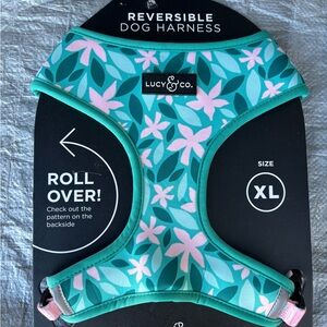 Lucy and Company Reversible Dog Harness - Green and Pink Floral, Size XLarge